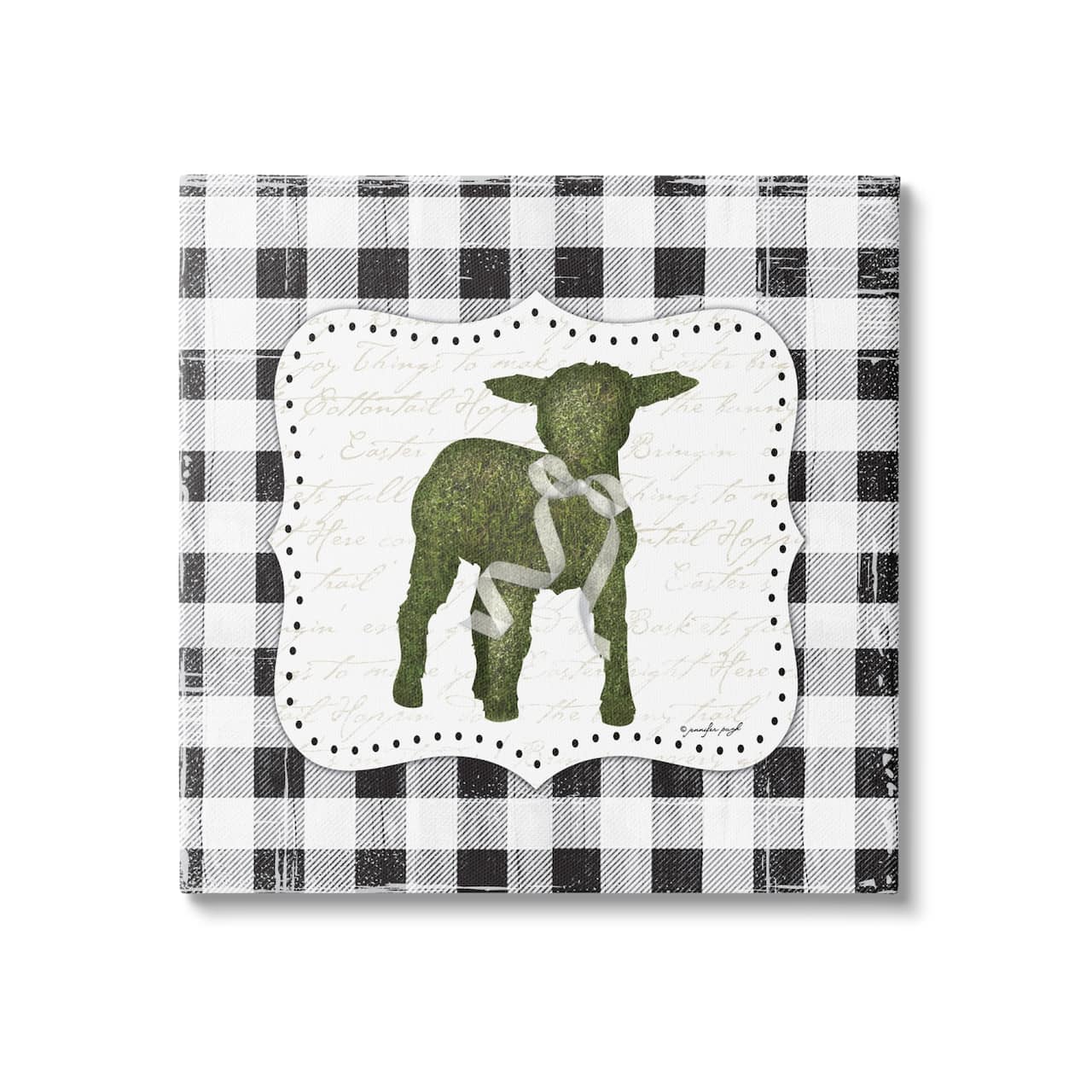 Stupell Industries Seasonal Easter Baby Calf Spring Tartan Pattern Canvas Wall Art